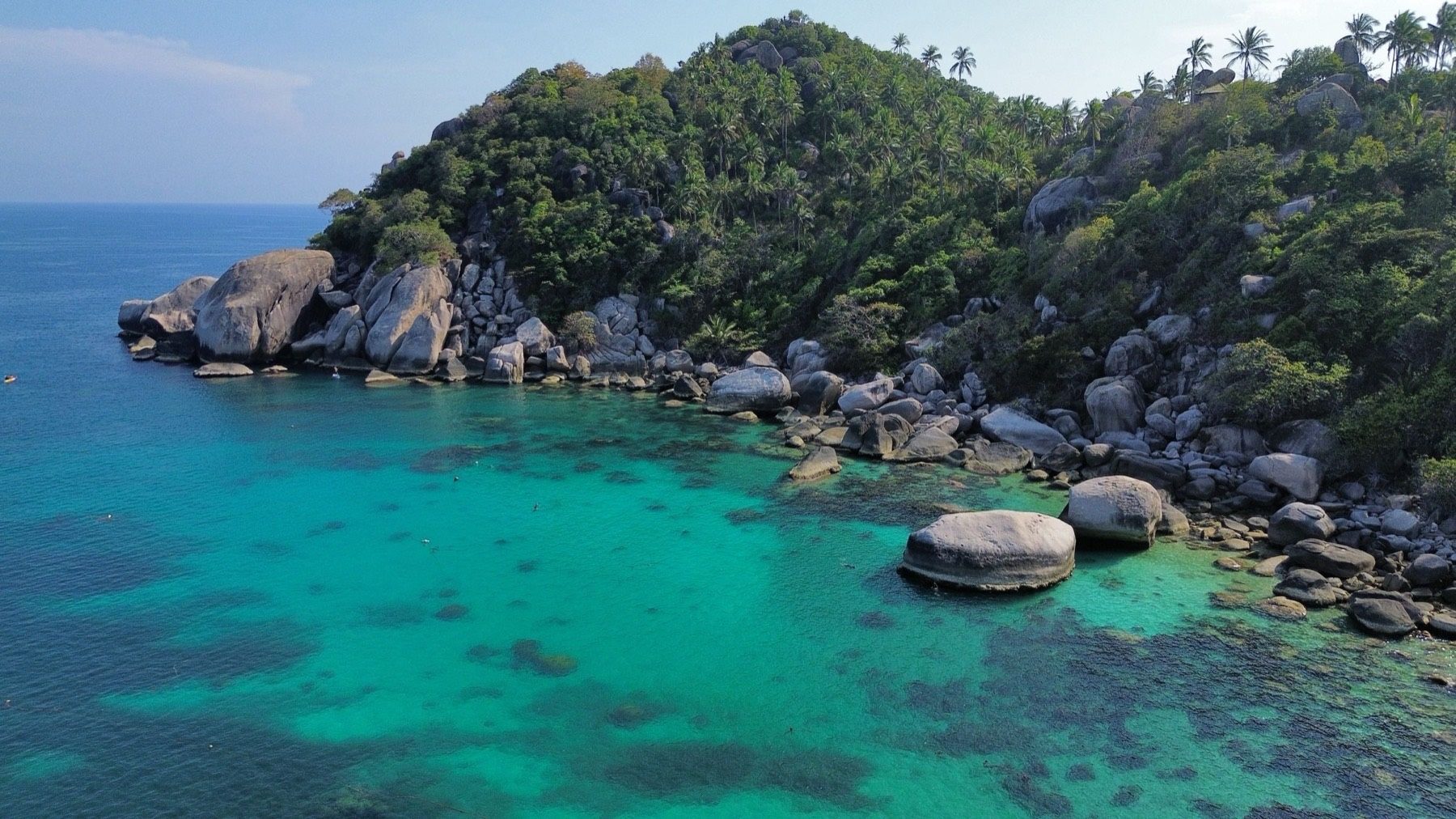 Aerial view of a beachfront on Koh Phangan